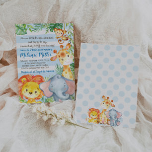 Jungle Baby Shower-inbjudan, Boy Elephant Baby Inbjudningar
