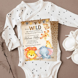 Jungle Baby Shower-inbjudan, Boy Elephant Baby Inbjudningar