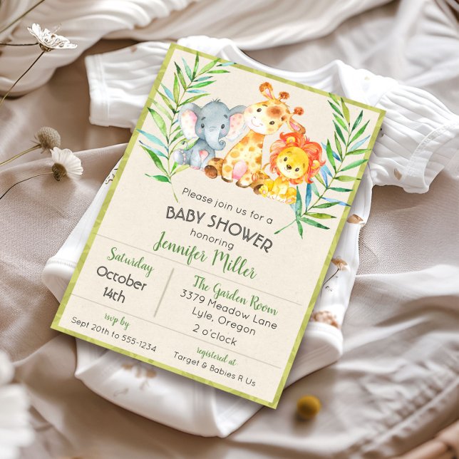Jungle Baby Shower-inbjudan Inbjudningar (Skapare uppladdad)