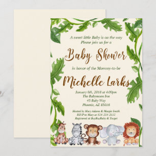 Jungle Baby Shower-inbjudan, Safari-inbjudan Inbjudningar