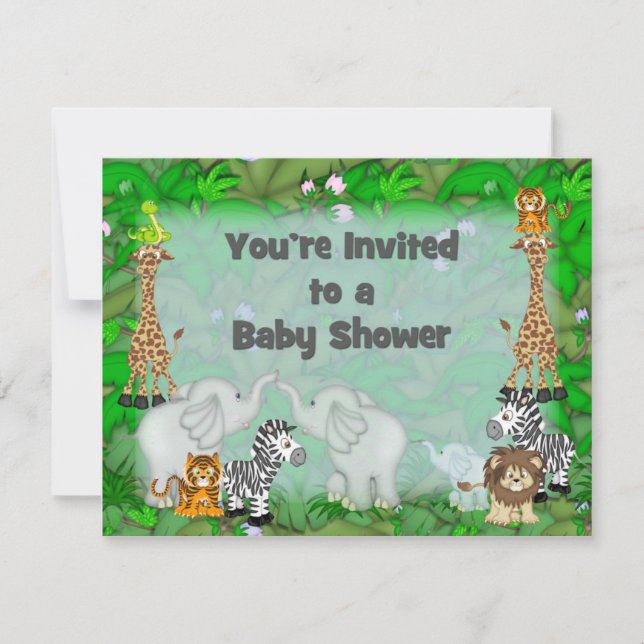 Jungle Baby Shower Inbjudningar (Framsida)