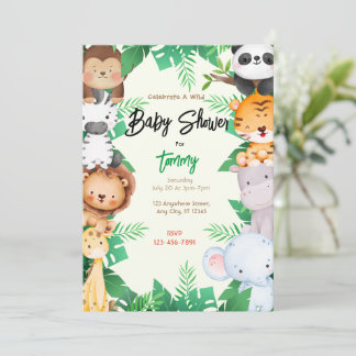 Jungle Baby Shower Inbjudningar