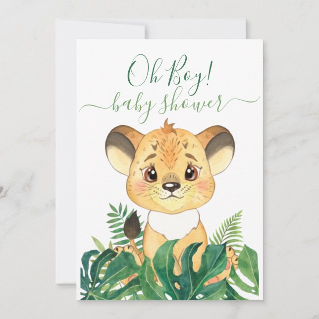Jungle Baby Shower Lejon Unge-inbjudan Inbjudningar (Baksida)