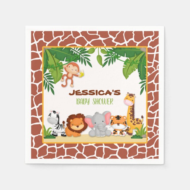 Jungle Baby Shower Napkin Pappersservett (Framsidan)