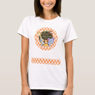 Jungle Baby Shower; Orange och vit Chevron T Shirt