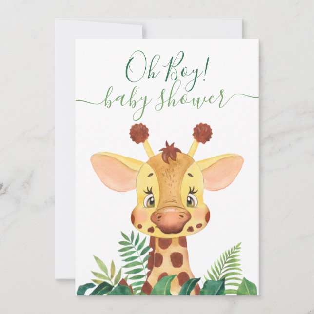 Jungle Babyshower Giraff Inbjudan (Baksida)