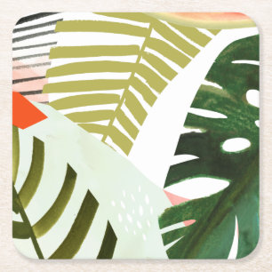 Jungle Beat Tropical Greenery Underlägg Papper Kvadrat