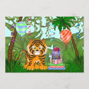 Jungle Bengal Tiger Födelsedagsfest inbjudan