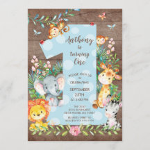 Jungle Big One Boys Birthday-inbjudan