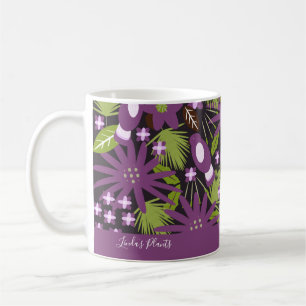 Jungle Bird Mönster Lila Greenery Tropical Plant Kaffemugg