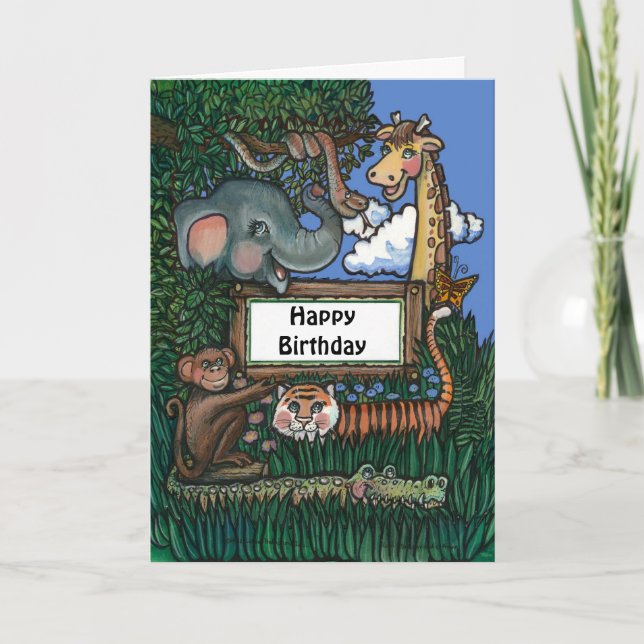 Jungle Birthday Card Kort (Framsida)