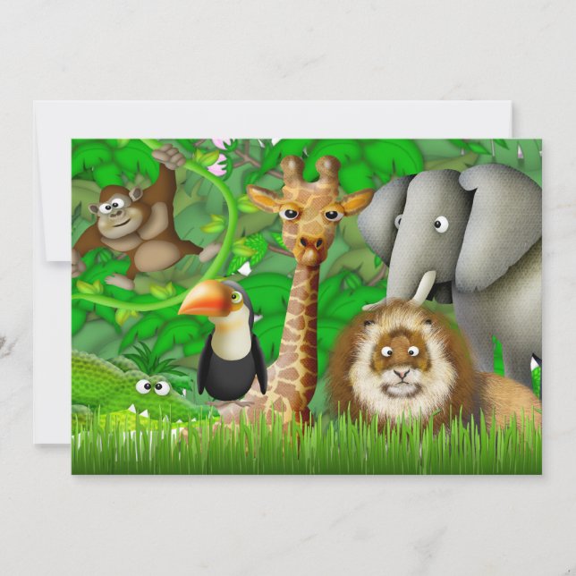 Jungle Birthday-inbjudan Inbjudningar (Framsida)