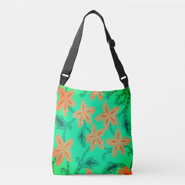 Jungle Blommigt Crossbody Bag Axelväska (Framsida)