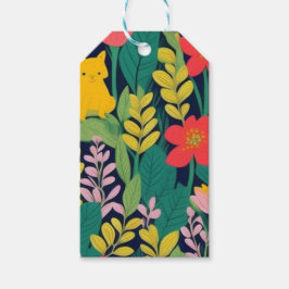 Jungle blommigt löv mönster presentetikett