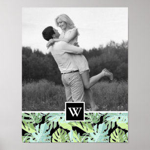 Jungle Blommönster Lägg till foto och initialt Poster
