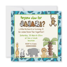 Jungle blue animals safari barns födelsedag party