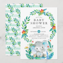 Jungle Blue Elephant Boy Shower