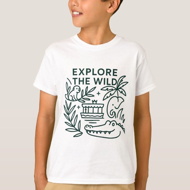 Jungle Boat Cruise, Theme Park, Minimalist Design T Shirt (Framsida)