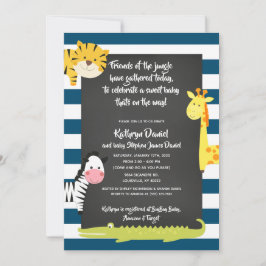 Jungle Boy Animal Chalkboard Baby Shower Inbjudningar