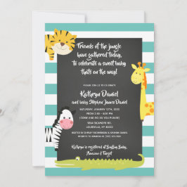 Jungle Boy Animal Chalkboard Baby Shower Inbjudningar