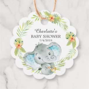 Jungle Boy Elephant Baby Shower Favor Gift Märkre Gåvor Etiketter