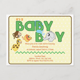 Jungle Boy Shower Postcard Inbjudan Vykort