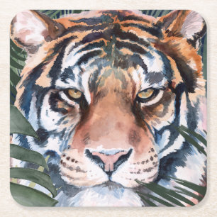 Jungle Cat - Tiger Underlägg Papper Kvadrat