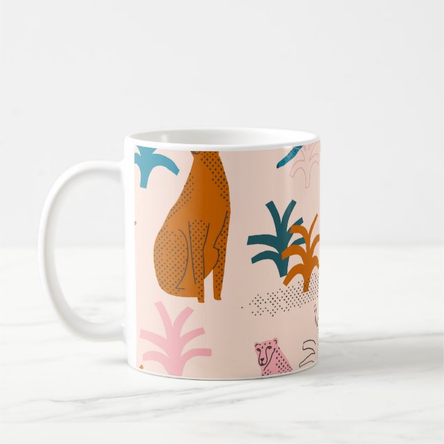Jungle Cheetah: Funky Tropical Mönster. Kaffemugg (Vänster)