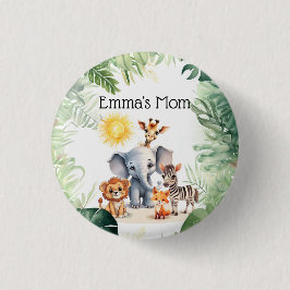 Jungle children party baby djur roligt födelsedags knapp