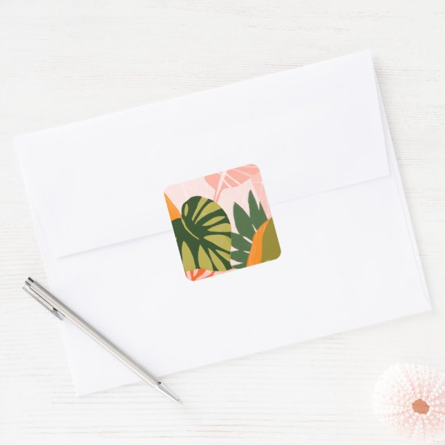 Jungle Collage I Fyrkantigt Klistermärke (Kuvert)