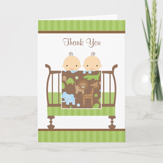 Jungle Crib Twillingars Note Card Tack Kort (Framsida)