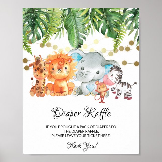 Jungle Diaper Raffle Sign Poster (Framsidan)