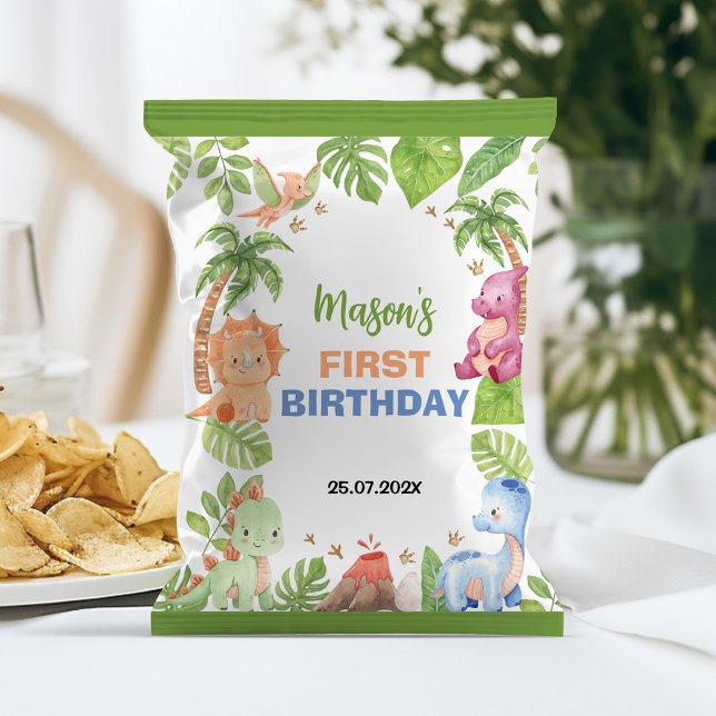 Jungle Dinosaur 1:a födelsedagen Chip Bag Wrapper Reklamblad (Skapare uppladdad)