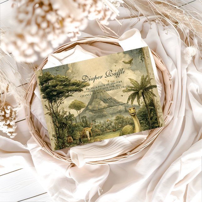 Jungle Dinosaur Baby Shower Diapper Raffle Tilläggskort (Skapare uppladdad)