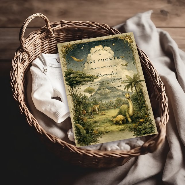 Jungle Dinosaur Baby Shower Inbjudningar (Skapare uppladdad)