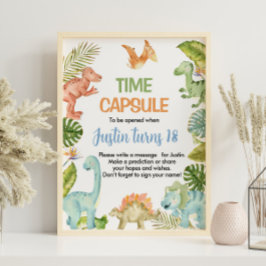 Jungle Dinosaur Birthday Time Capsule-tecken Poster
