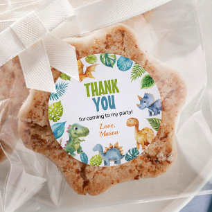 Jungle Dinosaur Boy Labels Birthday Baby Shower Runt Klistermärke
