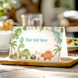 Jungle Dinosaur Cute Boy Birthday Food Tent Placeringskort