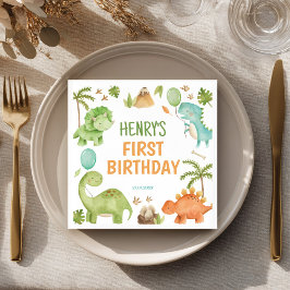 Jungle Dinosaur Cute Boy Birthday Party Napkins Pappersservett