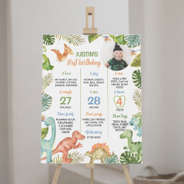 Jungle Dinosaur First Birthday Milestone Sign Poster
