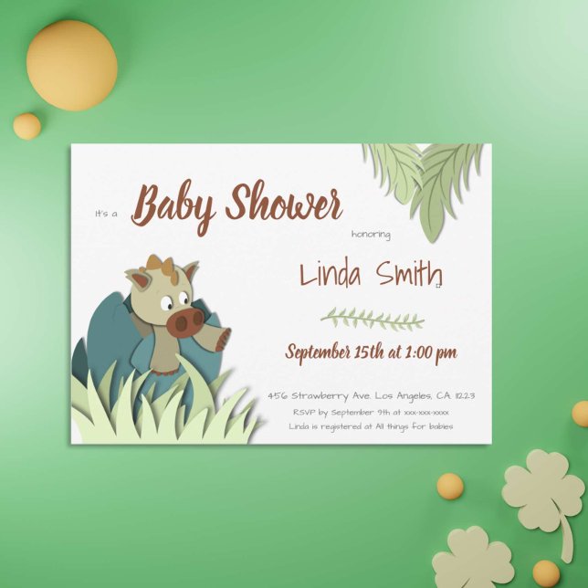 Jungle Dinosaur Hatching Neutralt Baby Shower Inbjudningar (Skapare uppladdad)