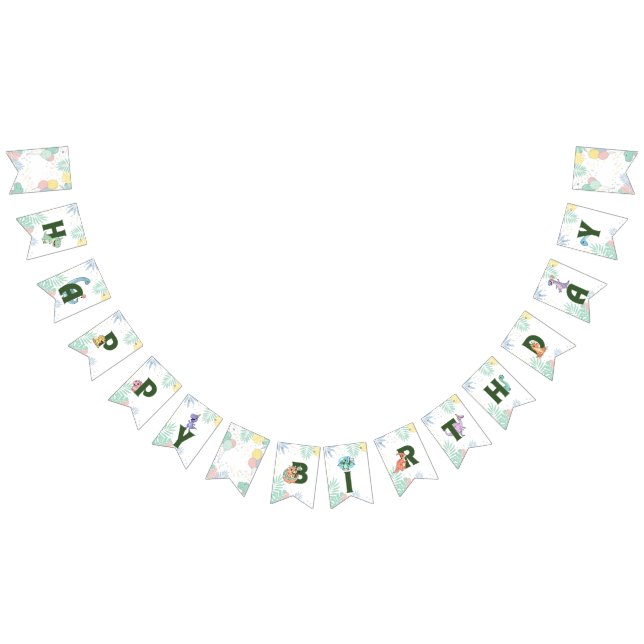 Jungle Dinosaur Roar Happy Birthday Banner Vimplar (Alla)