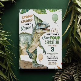 Jungle Dinosaur T Rex 3:e födelsedagen Party Inbjudningar