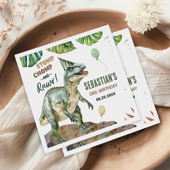 Jungle Dinosaur T Rex 3:e födelsedagen Party Pappersservett (Skapare uppladdad)