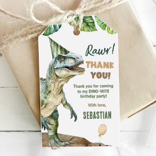 Jungle Dinosaur T Rex 3:e födelsedagen Party Presentetikett