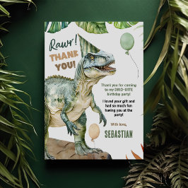 Jungle Dinosaur T Rex-Födelsedagsfest Tack Kort