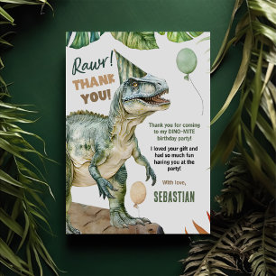 Jungle Dinosaur T Rex-Födelsedagsfest Tack Kort