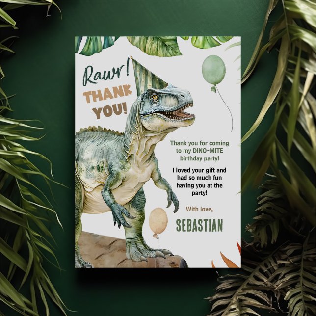 Jungle Dinosaur T Rex-Födelsedagsfest Tack Kort (Skapare uppladdad)