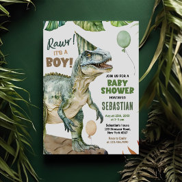 Jungle Dinosaur T Rex Pojke Shower Inbjudningar