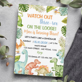 Jungle Dinosaur Trerex Birthday-inbjudan Inbjudningar